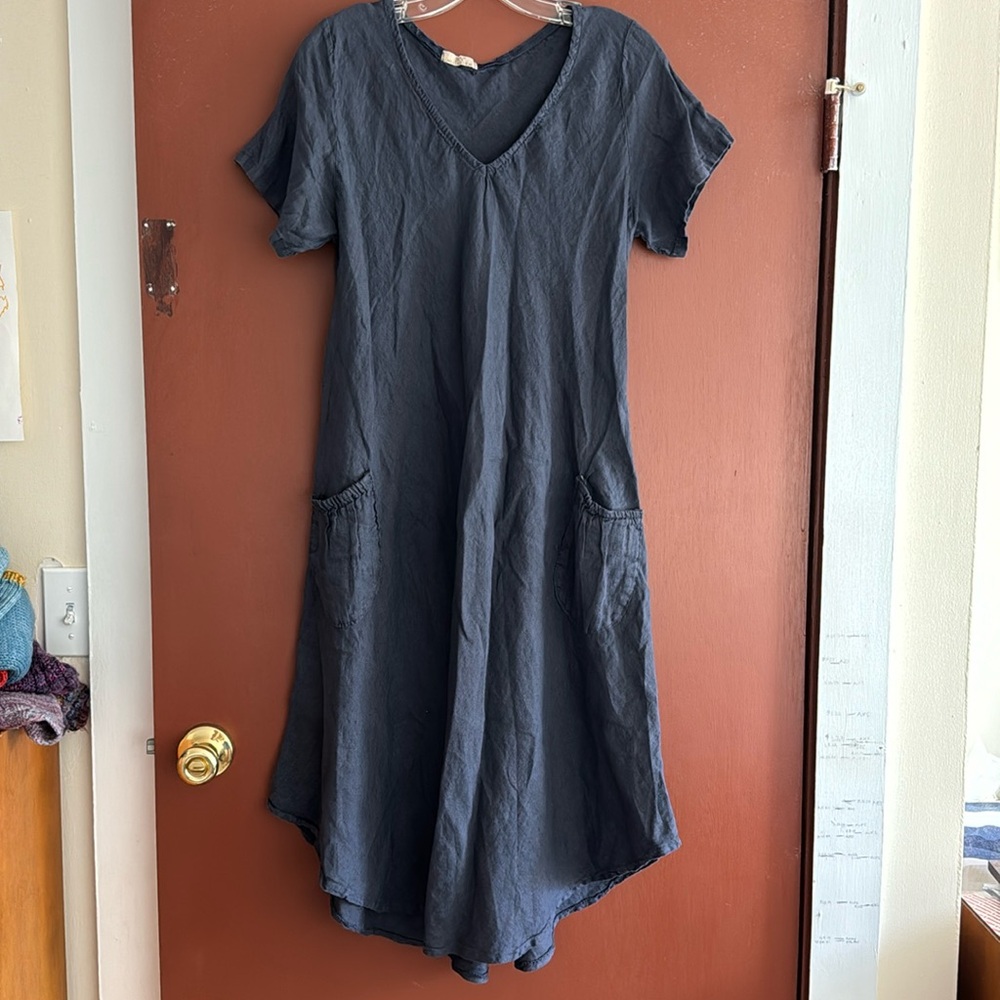 Navy Linen Dress